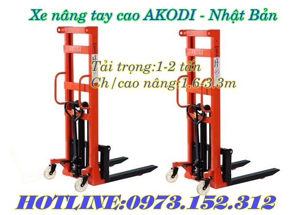 Xả kho xe nâng tay cao 1-2 tấn, chính hãng AKODI - Japan